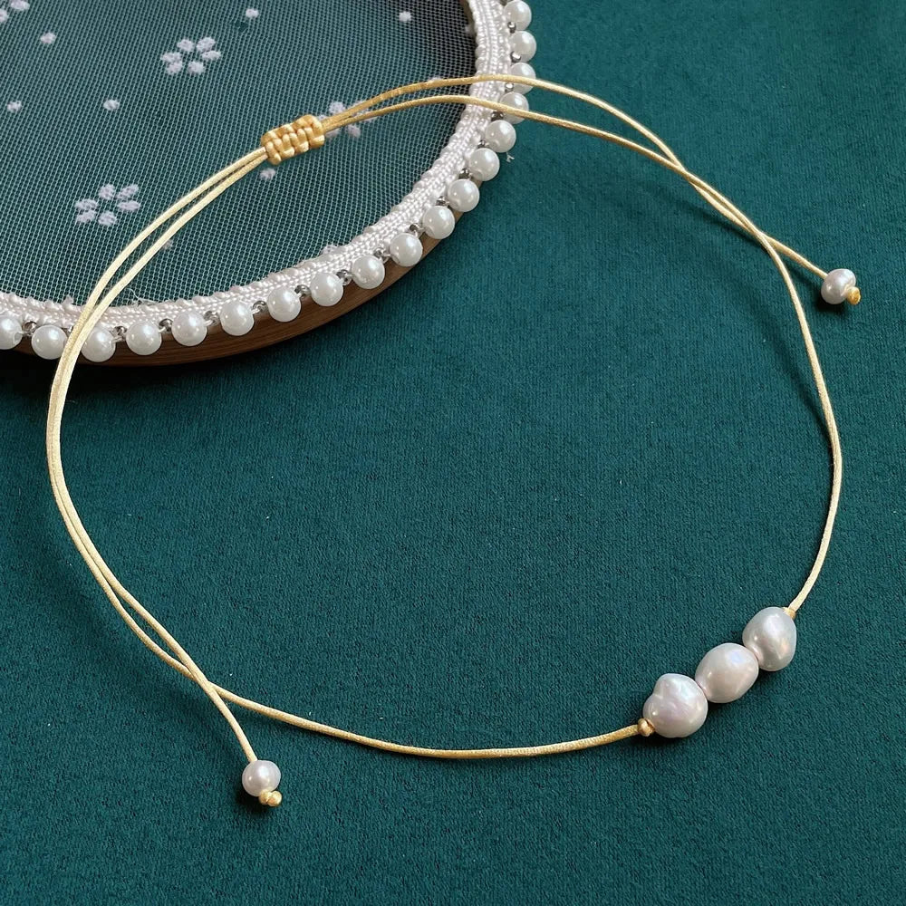 Elegant Freshwater Peal Choker Collar multiple colors 3 pearls on each necklace