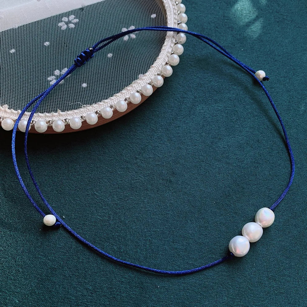 Elegant Freshwater Peal Choker Collar multiple colors 3 pearls on each necklace