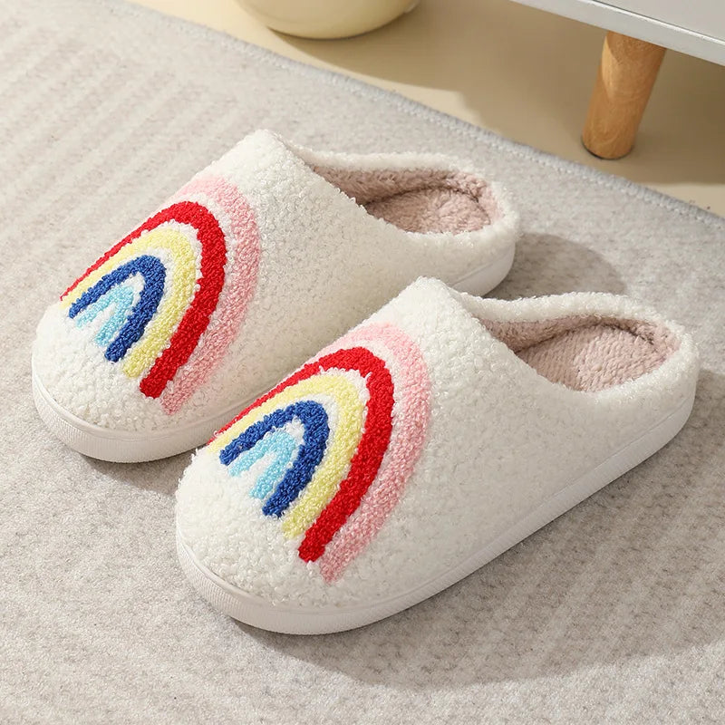 Plush Cozy Slippers Rainbow Designs