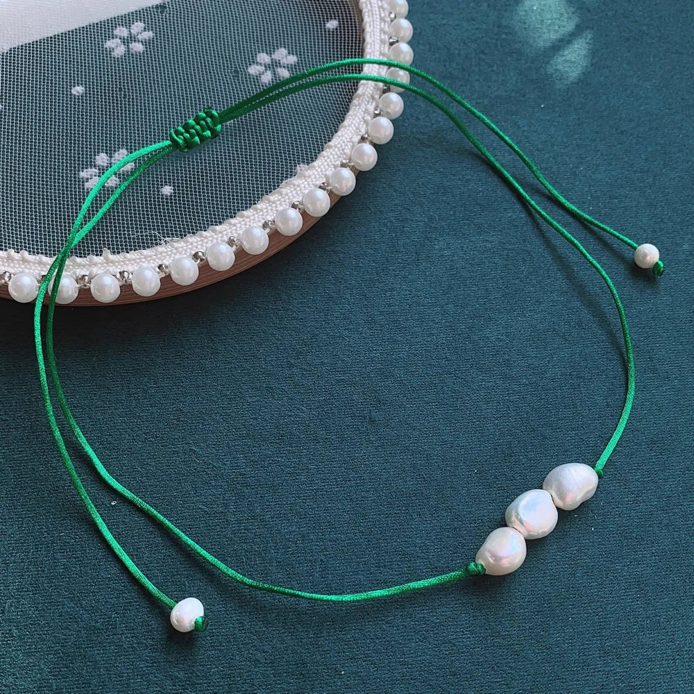 Elegant Freshwater Peal Choker Collar multiple colors 3 pearls on each necklace