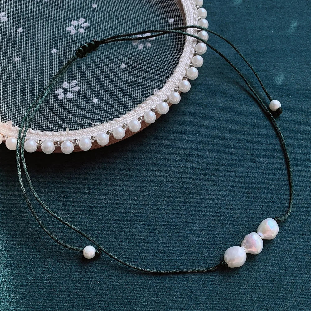 Elegant Freshwater Peal Choker Collar multiple colors 3 pearls on each necklace