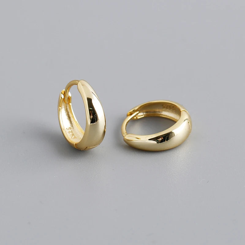 Sterling Silver Simple Hoop Earrings Gold