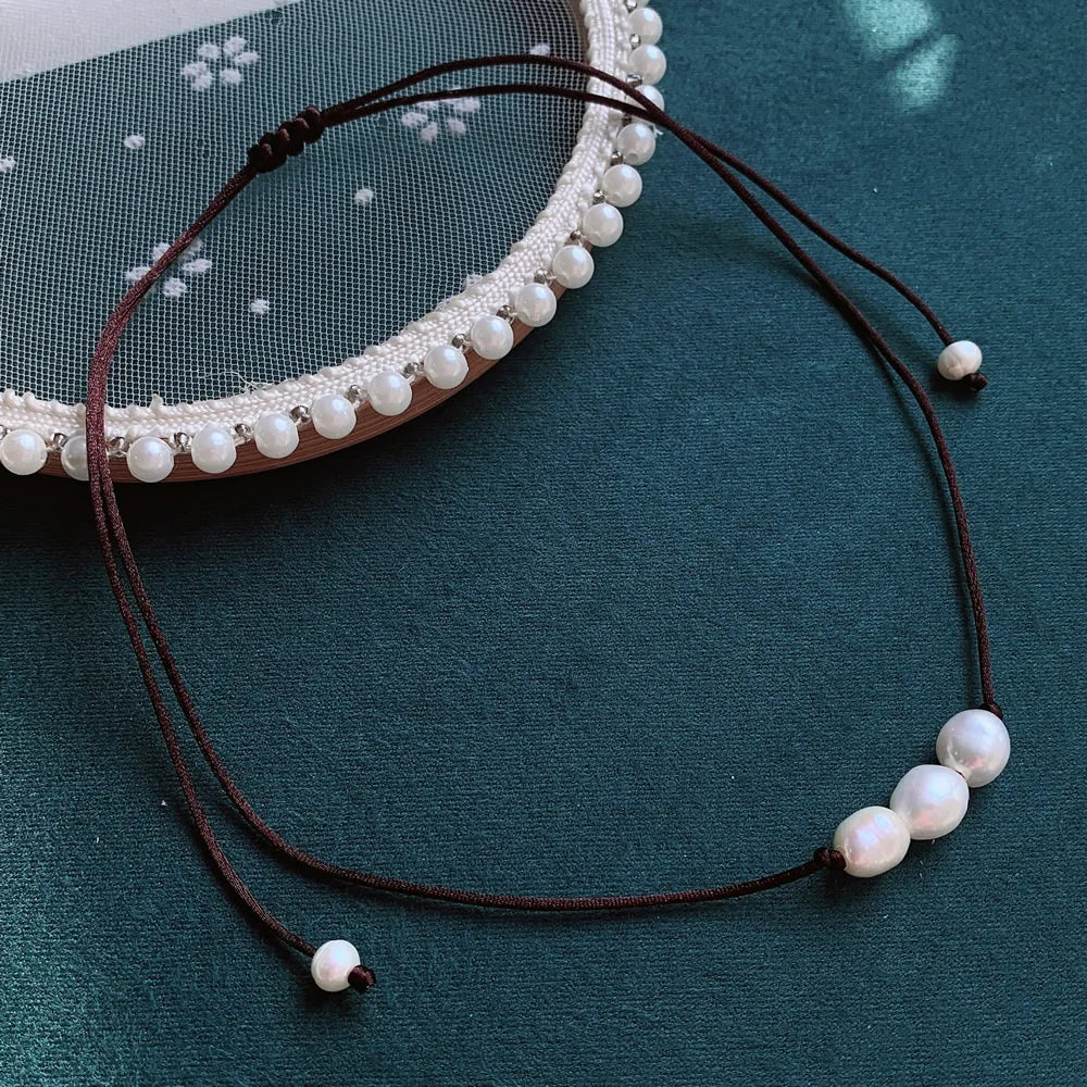 Elegant Freshwater Peal Choker Collar multiple colors 3 pearls on each necklace