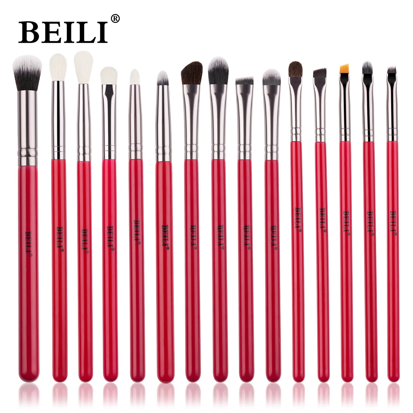 RED BEILI Natural Makeup Brush Sets multiple set options in beautiful red color and style