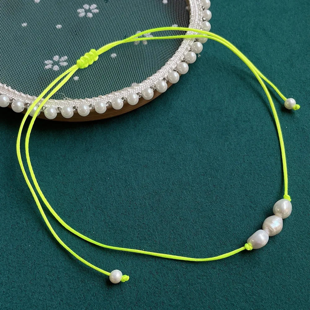 Elegant Freshwater Peal Choker Collar multiple colors 3 pearls on each necklace