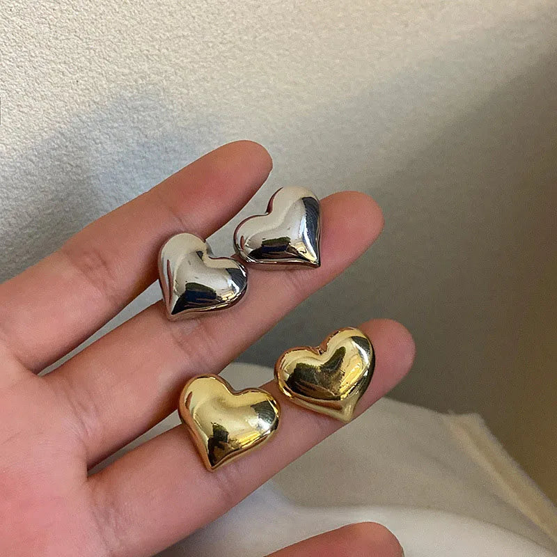 Love Me Heart Shaped Earrings Silver or Gold