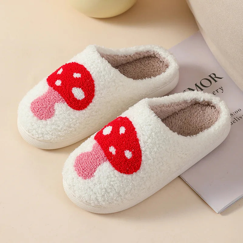 Plush Cozy Slippers Mushroom Designs