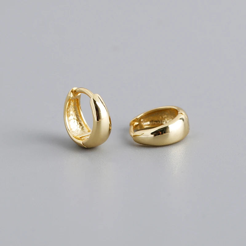 Sterling Silver Simple Hoop Earrings Gold