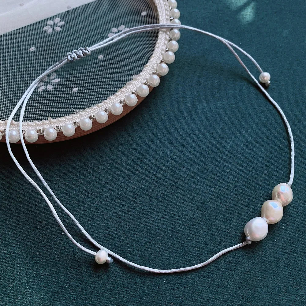 Elegant Freshwater Peal Choker Collar multiple colors 3 pearls on each necklace