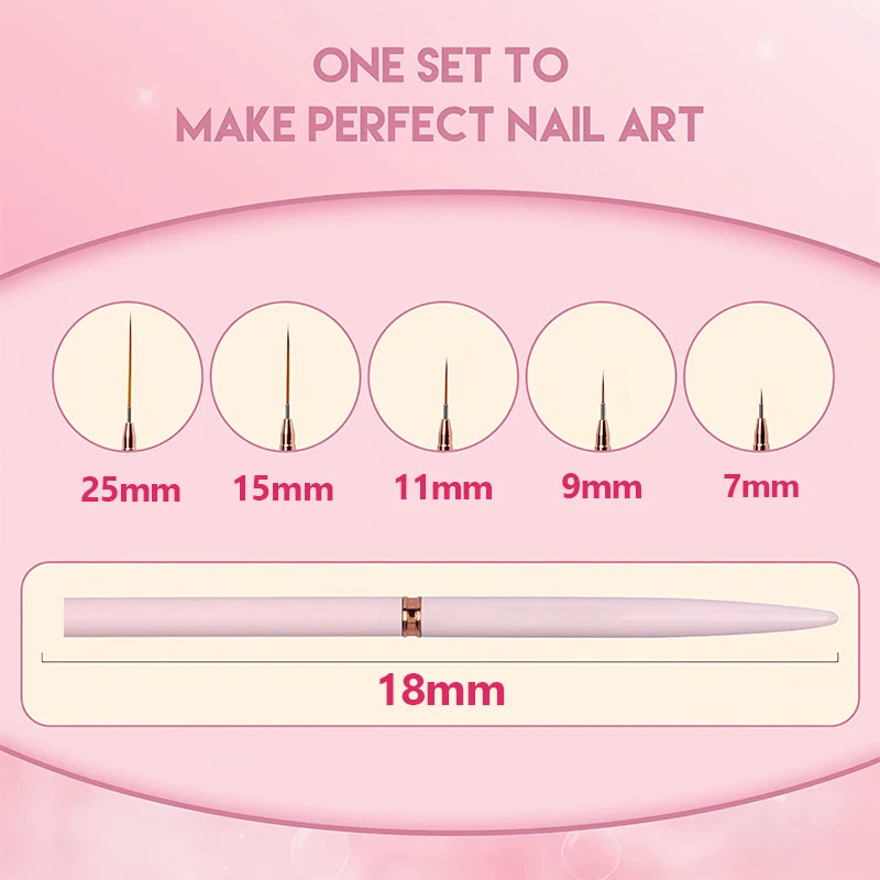 5 Pcs Nail Art Magic Brushes Set Pink