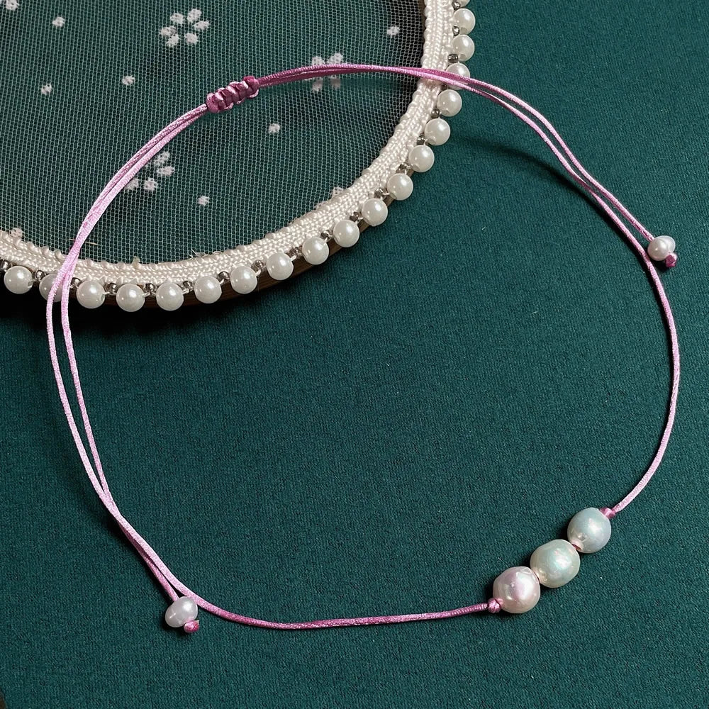 Elegant Freshwater Peal Choker Collar multiple colors 3 pearls on each necklace